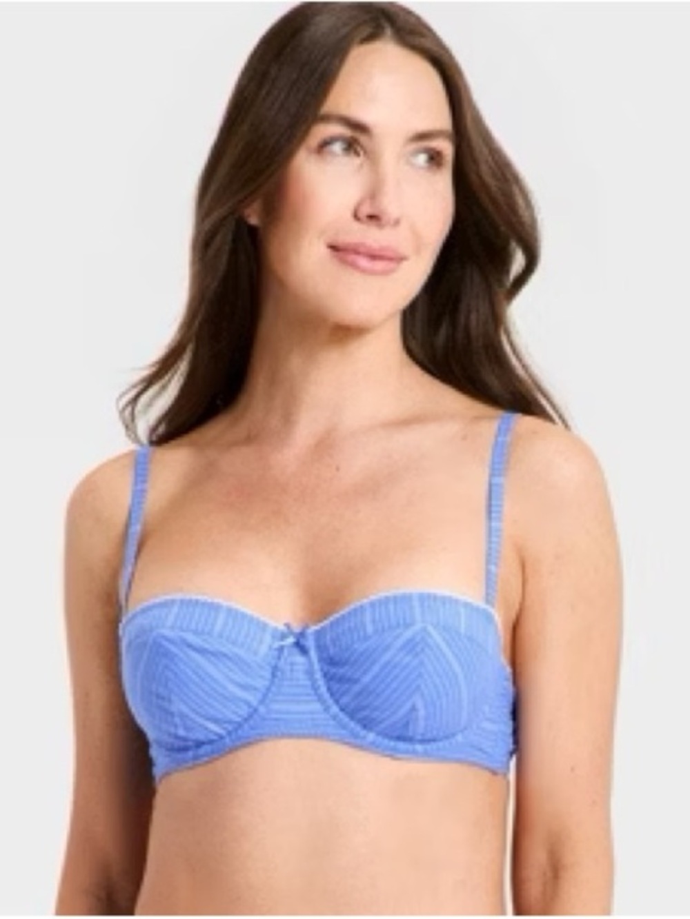 Auden Women's Cotton Poplin Balconette Underwire Bralette size XS Blue Stripe